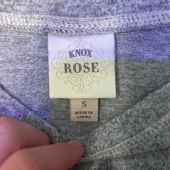 Knox Rose Heather Gray Knit Tunic Top Lace Trim Size S - Picture 2 of 7